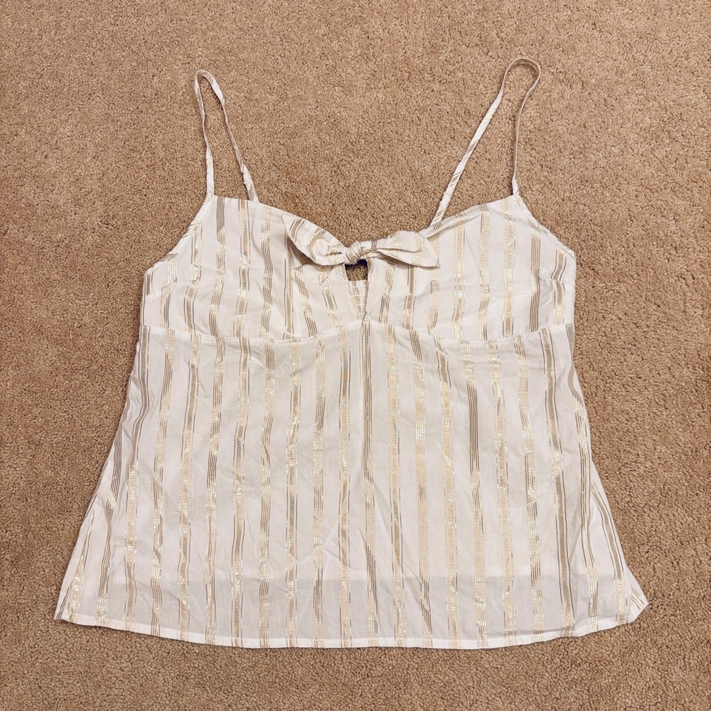 Victorias Secret Camisole Cami Top Size Large Cream Gold Metallic Festival Club